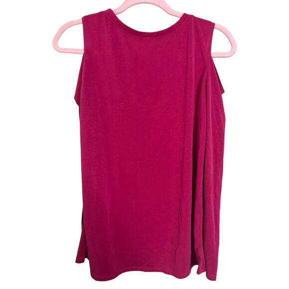 Design Lab Lord & Taylor magenta cold shoulder long sleeve top small - Picture 2 of 4